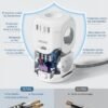 71Jvr-HFelL._AC_SL1500_.jpg LENCENT Predlžovací kábel s 3 m dĺžkou, 4 zásuvkami na striedavý prúd, 3 portmi USB a 1 portom typu C, prepäťovou ochranou a vypínačom pre domácnosť, kuchyňu a kanceláriu