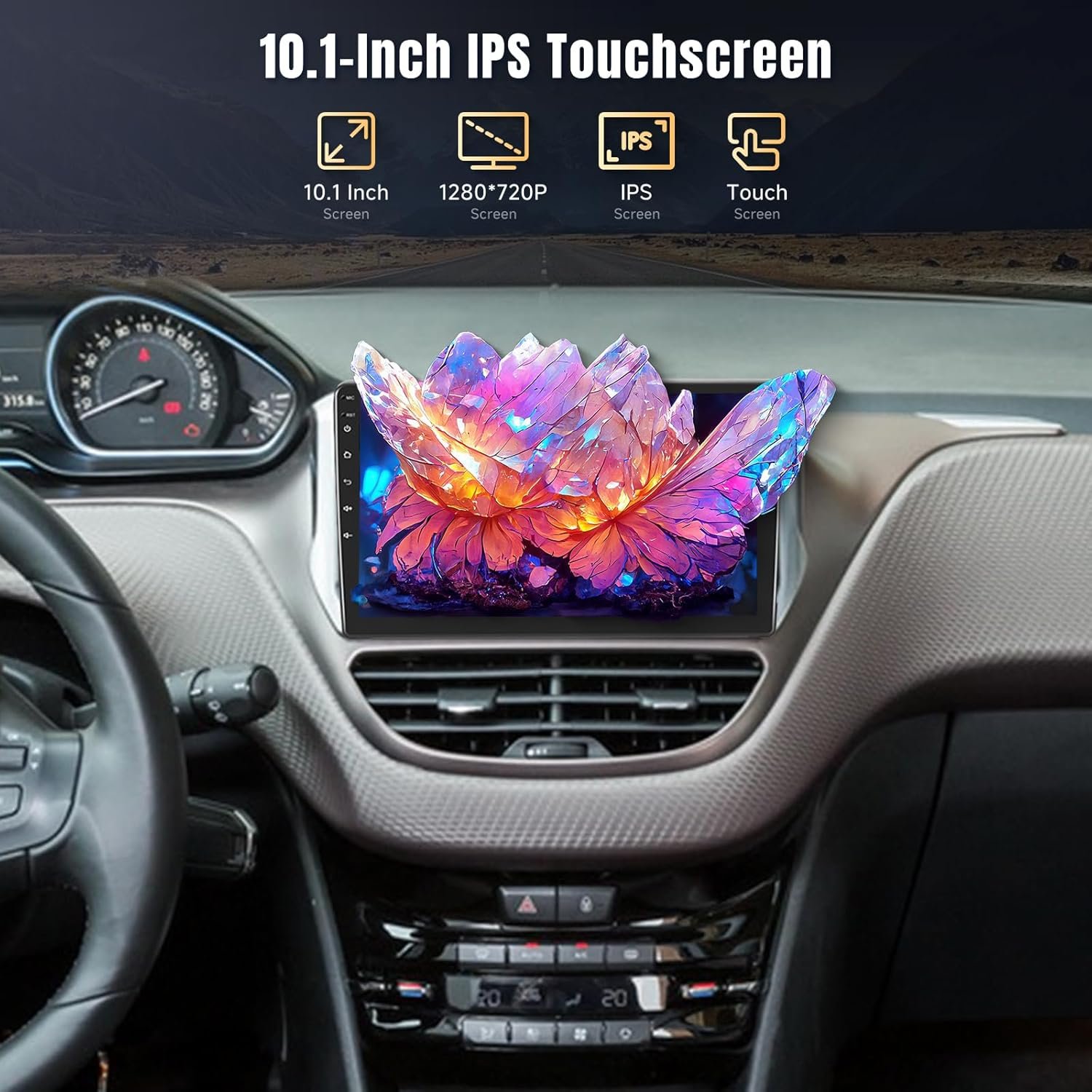Autorádio [4G+64G] pre Peugeot 208/2008 (2012–2018), 10,1-palcový dotykový displej, autorádio s Androidom 13, CarPlay, Android Auto, BT 5.0, WiFi, GPS, RDS, FM, EQ