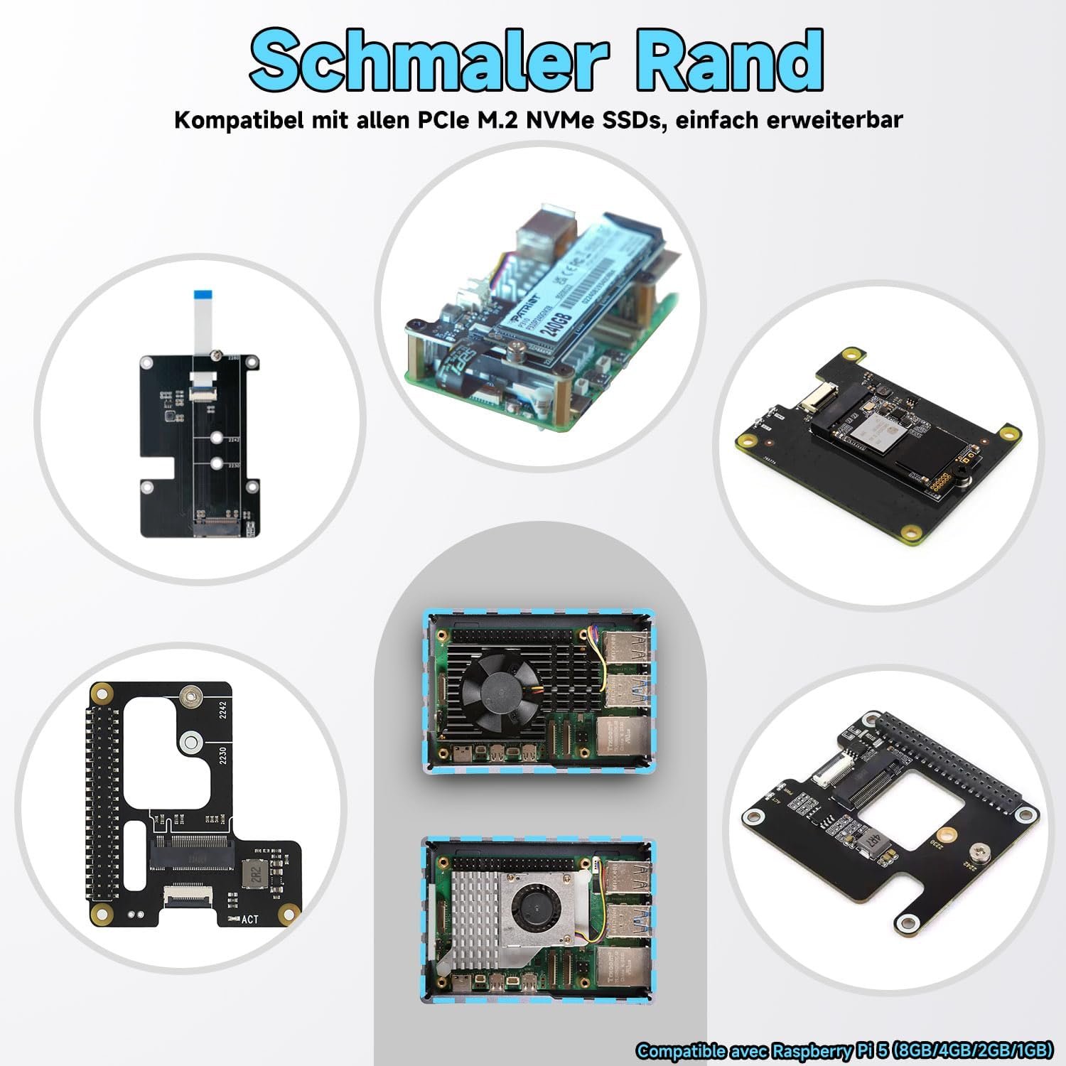 71WwRHdvakL._AC_SL1500_.jpg Miuzei Kovové puzdro pre Raspberry Pi 5 s podporou PCIe M.2 NVMe SSD Shield Top X1001/ X1003/ X1000 – všetky rozširujúce dosky SSD na hornej strane, puzdro pre Raspberry Pi 5 8 GB/4 GB s podporou oficiálneho aktívneho chladiča, čierne