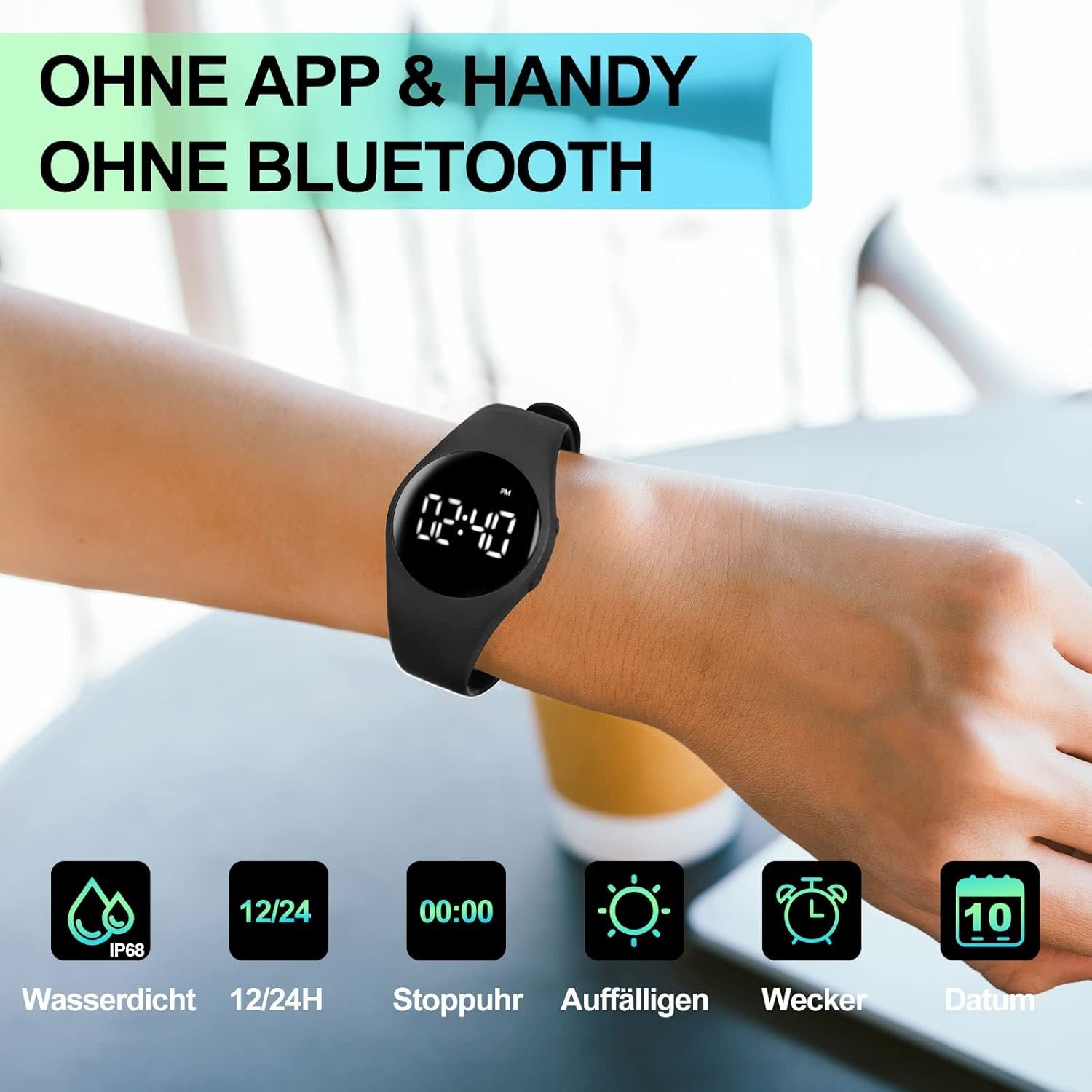 Hodinky s krokomerom, jednoduchý krokomer bez Bluetooth/bez aplikácie/bez mobilného telefónu | fitness náramok pre pohodlné behanie, pre ženy aj mužov | fitness hodinky na plávanie a do sauny