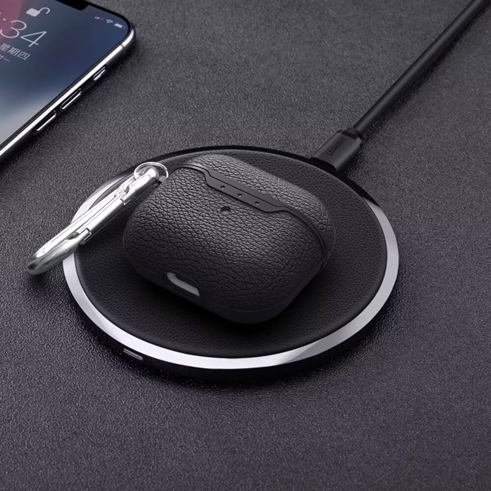 Puzdro kompatibilné s AirPods 4 2024, jednoduché ochranné puzdro proti pádu z TPU s koženou štruktúrou [viditeľné predné LED] kompatibilné s AirPods 4 2024. tmavomodré