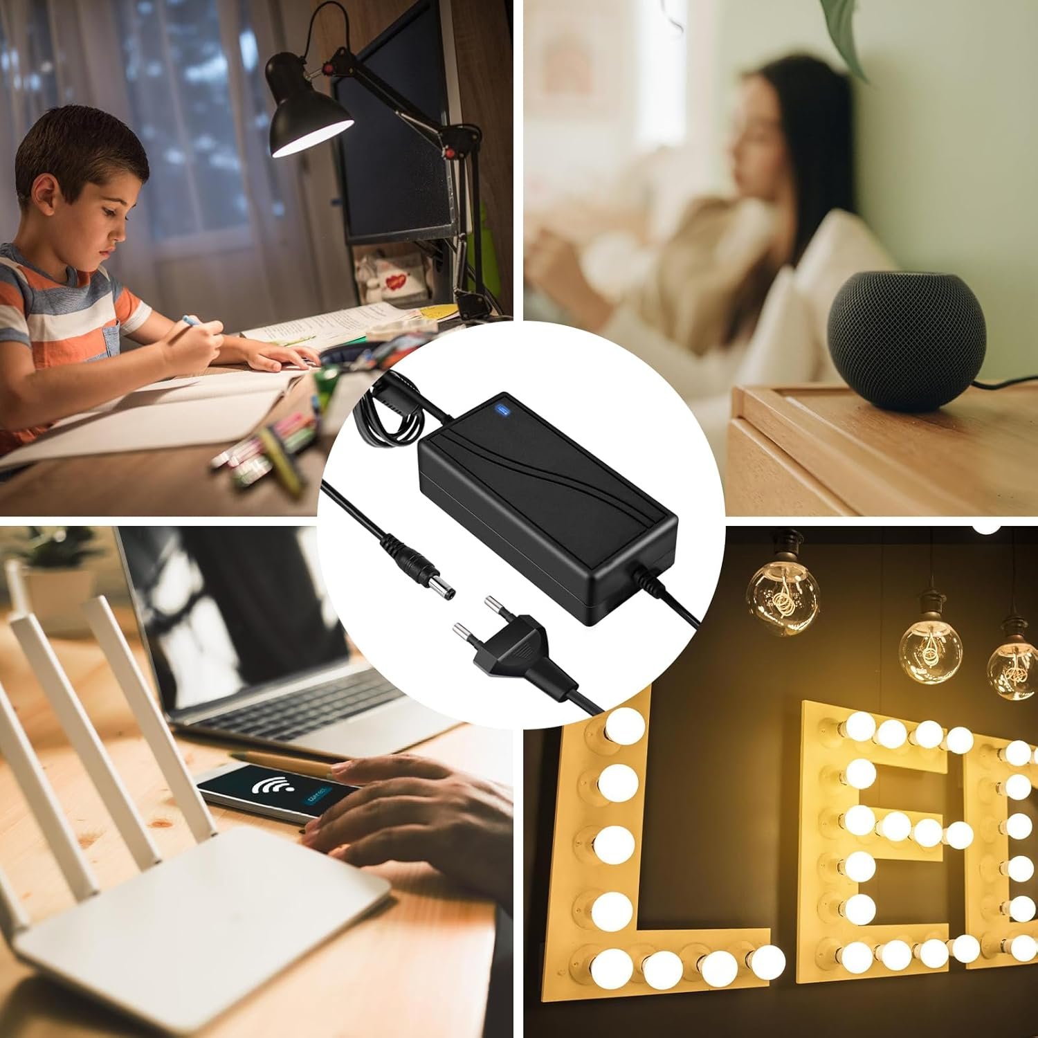 71mb-yyCeL._SL1500_.jpg 12 V 5 A sieťový adaptér: transformátor pre LED s výkonom 60 W, sieťová zásuvka s výstupom 5,5 × 2,5 mm DC, napájanie AC 100 V ~ 240 V na DC 12 V, transformátor pre LED pásky atď.