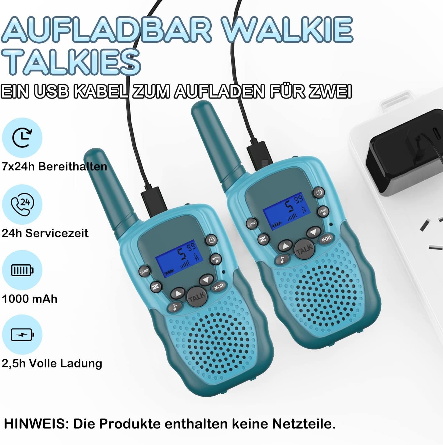 71nb8FG23eL._AC_SL1500_.jpg Vysielačka pre deti od 3 do 12 rokov, nabíjateľná, s 8 kanálmi, s LED svietidlom, funkciou VOX a jasným hlasom – ideálna na dobrodružstvá, kempovanie a turistiku