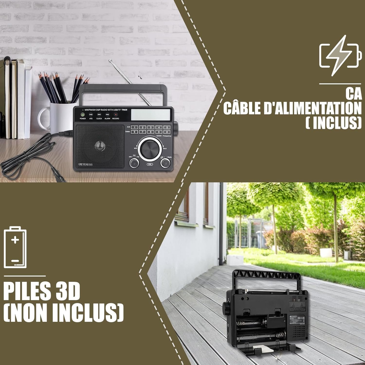 71njSY5mU5L._AC_SL1500_.jpg Prenosné rádio Retekess TR629, rádio s reproduktorom, FM, AM, SW, LW, napájanie zo siete alebo na batérie, USB, SD karta, budík, pre seniorov (čierne)