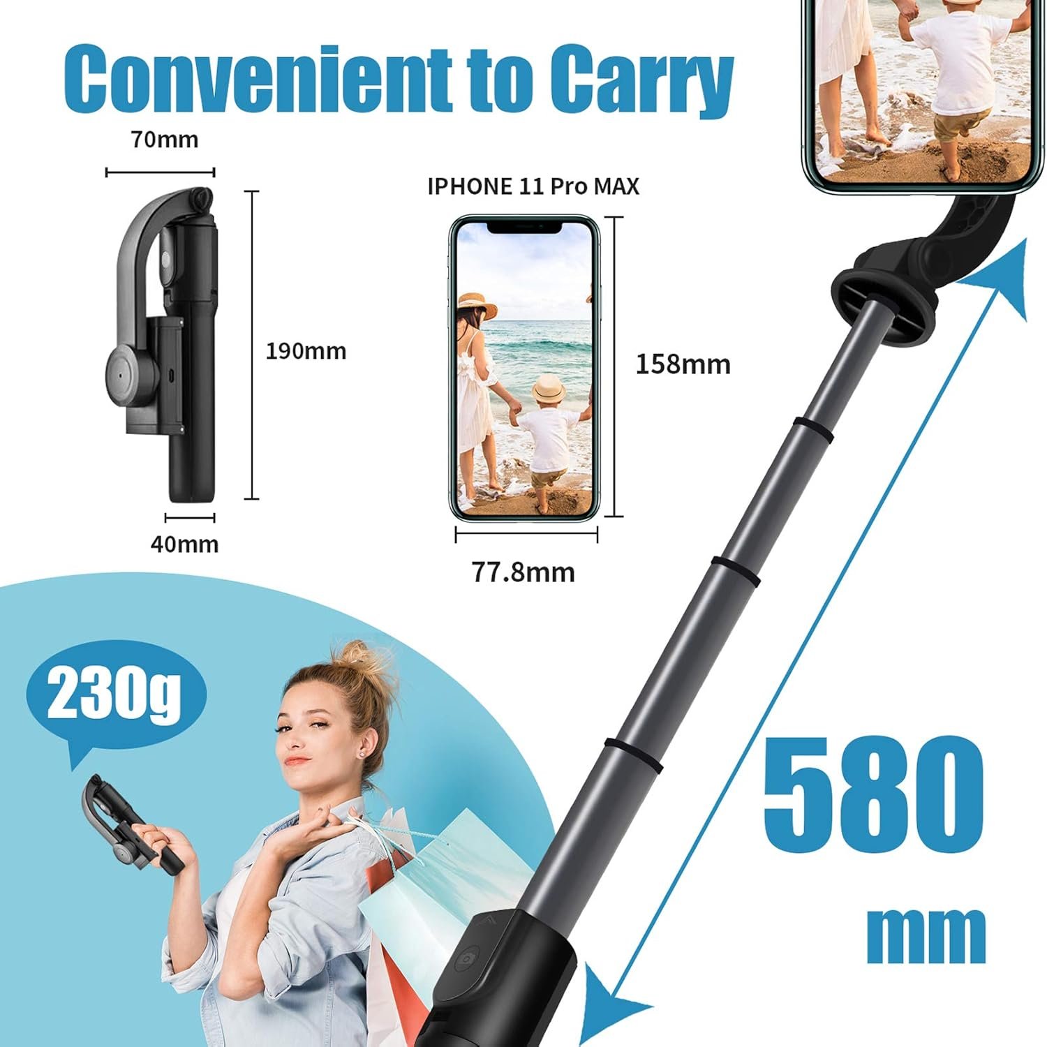 Gimbalový stabilizátor pre smartfóny, prenosný gimbal s bezdrôtovým diaľkovým ovládaním, určený pre vlogerov a youtuberov, kompatibilný s telefónmi iPhone a smartfónmi s operačným systémom Android