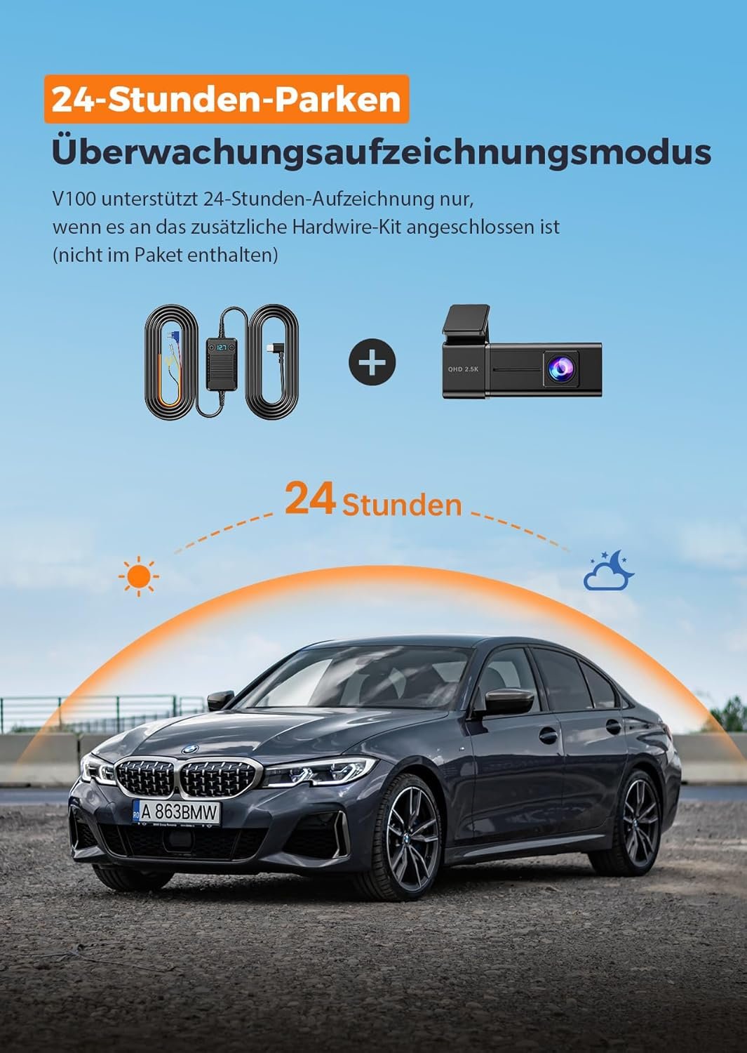 71qls234rhL._AC_SL1500_.jpg Veement Predná autokamera 2,5K s WiFi a rozlíšením 1440P, palubná kamera s 32 GB SD kartou, autokamera s monitorovaním parkovania, vynikajúce nočné videnie, G-senzor, nahrávanie v slučke, ovládanie cez