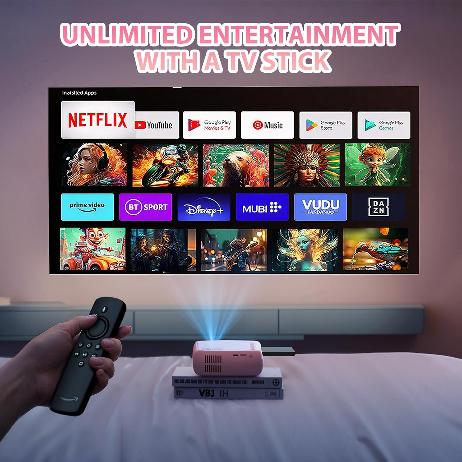Prenosný projektor, ksbaby Outdoor projektor, estetický LED mini projektor na premietanie filmov vonku, kompatibilný s HDMI, USB, notebookom, TV Stickom, telefónmi s iOS a Androidom