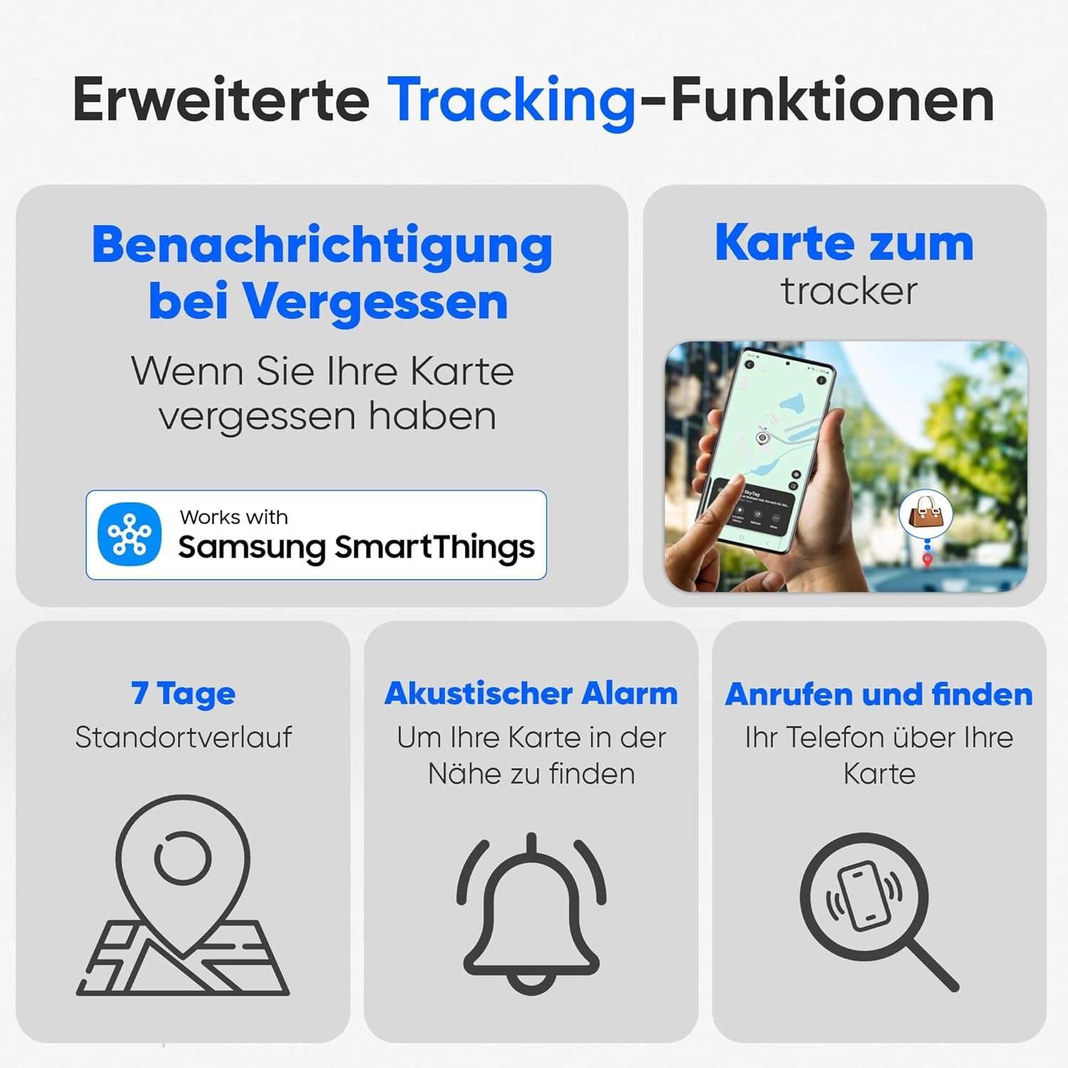 ReFind Tracker na karty (len pre Samsung) – tenký a odolný inteligentný štítok na peňaženky, tašky, kufre a batožinu. Nabíjateľný tracker na karty kompatibilný s aplikáciou Samsung SmartThings
