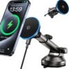 815r5fCPoyL._AC_SL1500_.jpg Držiak Mag-Safe do auta s LED osvetlením pre orientáciu v noci; nabíjačka Mag-Safe do auta s držiakom na mobilný telefón a funkciou nabíjania; montáž na palubnú dosku alebo na čelné sklo pre iPhone 17, 16, 15, 14, 13, 12
