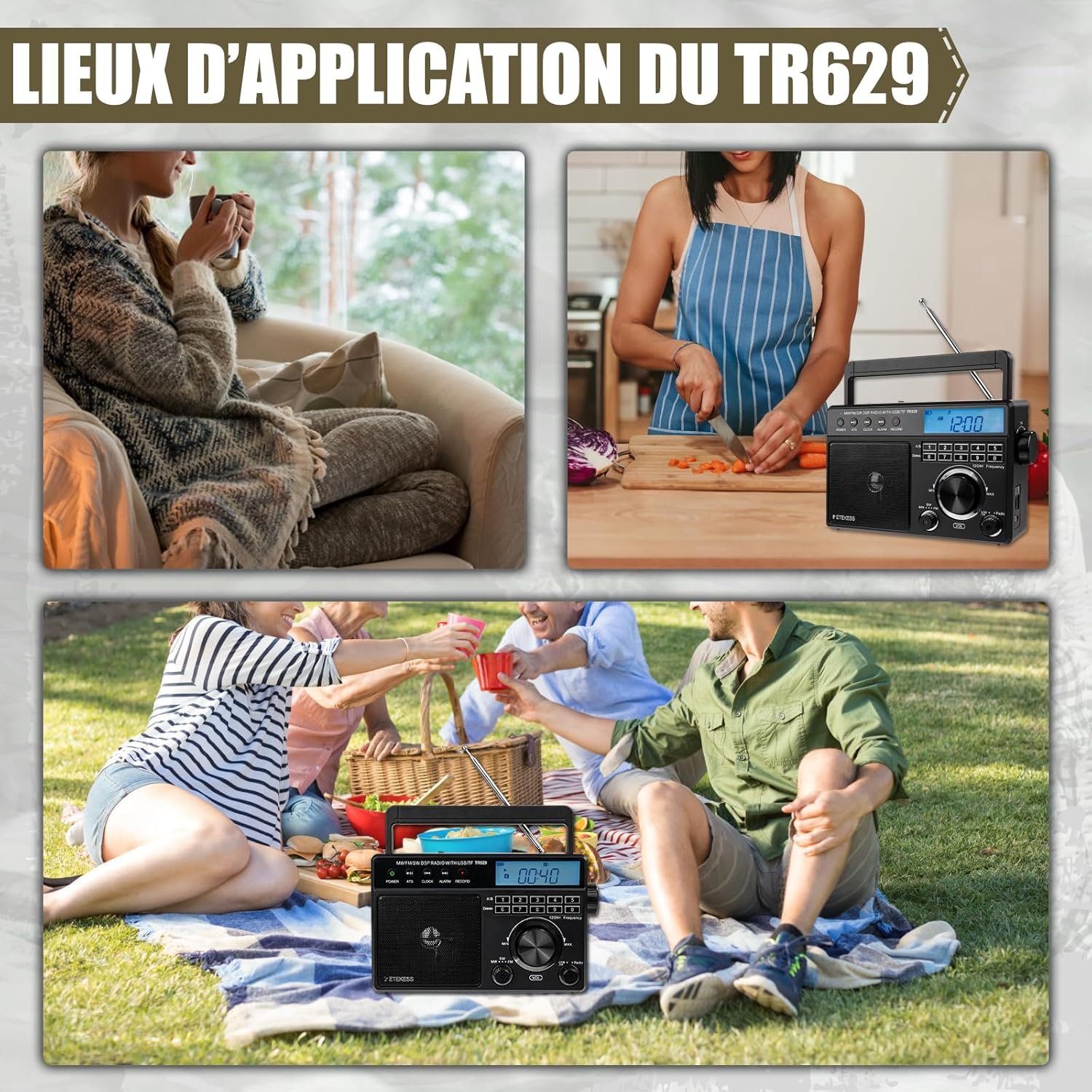 81Y2XXZTXL._AC_SL1500_.jpg Prenosné rádio Retekess TR629, rádio s reproduktorom, FM, AM, SW, LW, napájanie zo siete alebo na batérie, USB, SD karta, budík, pre seniorov (čierne)