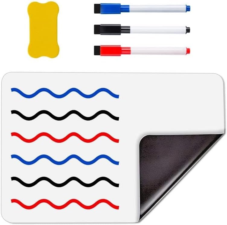Fólia na bielu tabuľu formátu A4, magnetická tabuľa, chladnička s 3 tyčinkami na tabuľu, špongia, stierateľná magnetická biela tabuľa, pre rodinu, kanceláriu, školu, týždenný plánovací kalendár, zoznam úloh