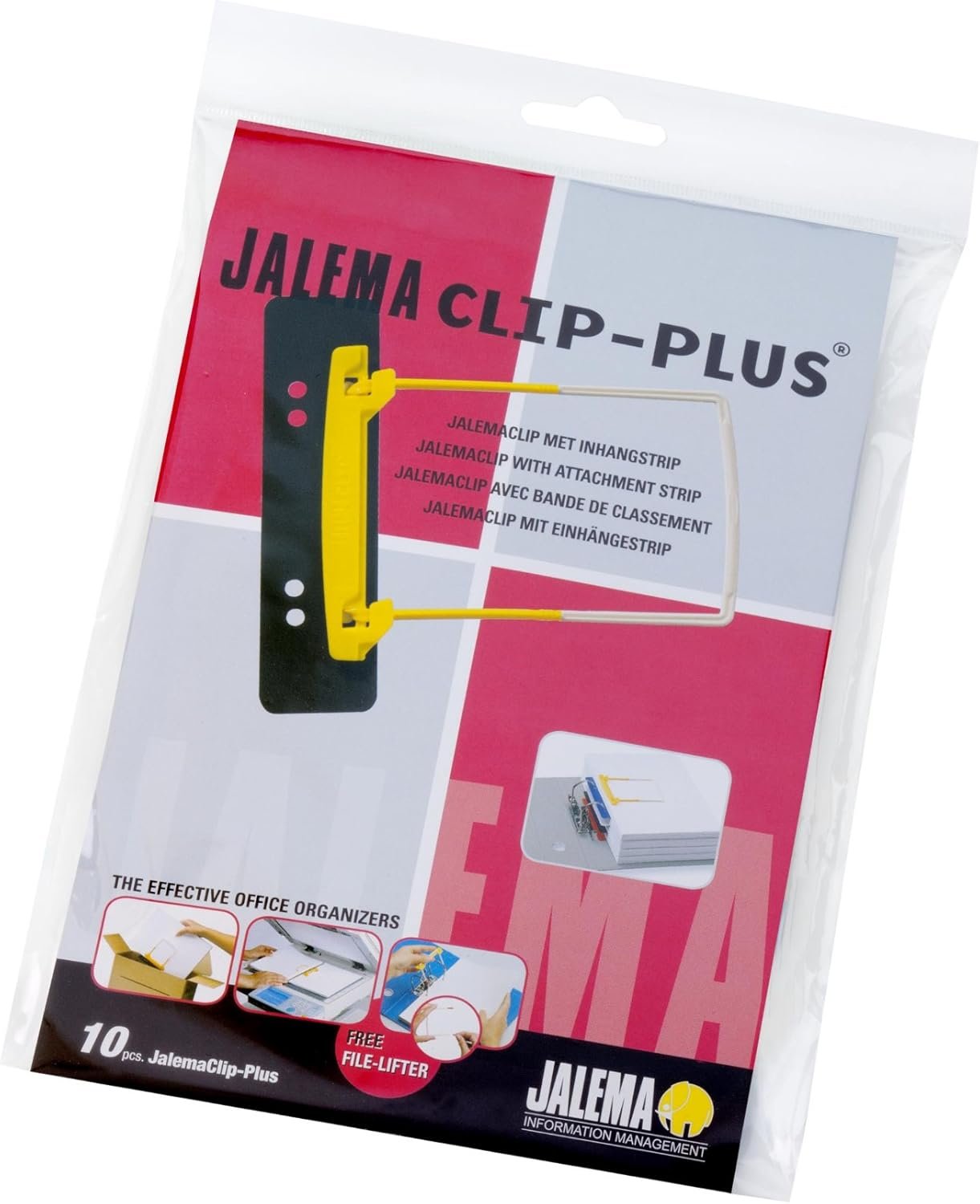 JalemaClip-Plus, Jalema 5712600, archívna páska na viazanie dokumentov s upevňovacou lištou pre krúžkovú knihu, balenie po 10 ks, žltá/biela