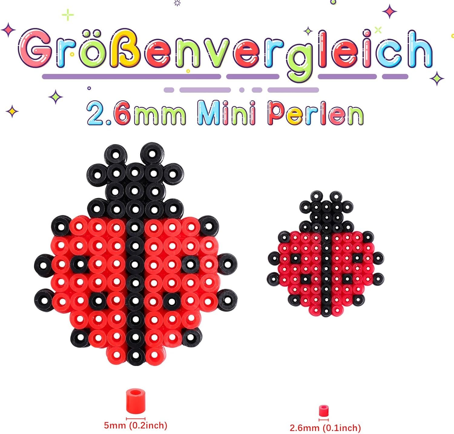 LIHAO 24000 MINI Sada korálikov na žehlenie – malé navliekacie koráliky v triediacom boxe, detské DIY koráliky na dosku na žehlenie, ako darček pre deti (2,6 mm, 48 farieb, mini)