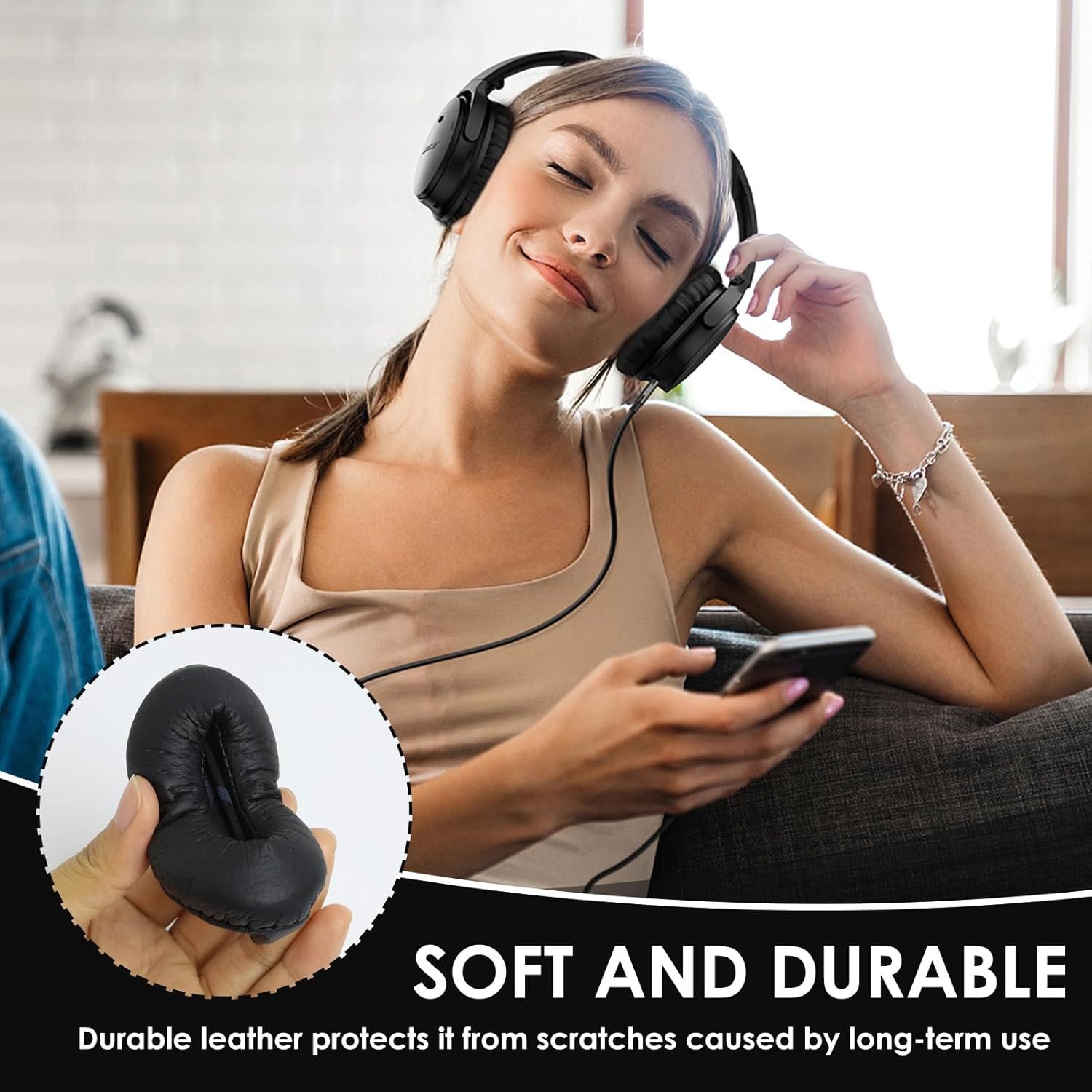 Náušníky kompatibilné s modelmi JBL 500BT/510BT/450, čierne, z kože a peny
