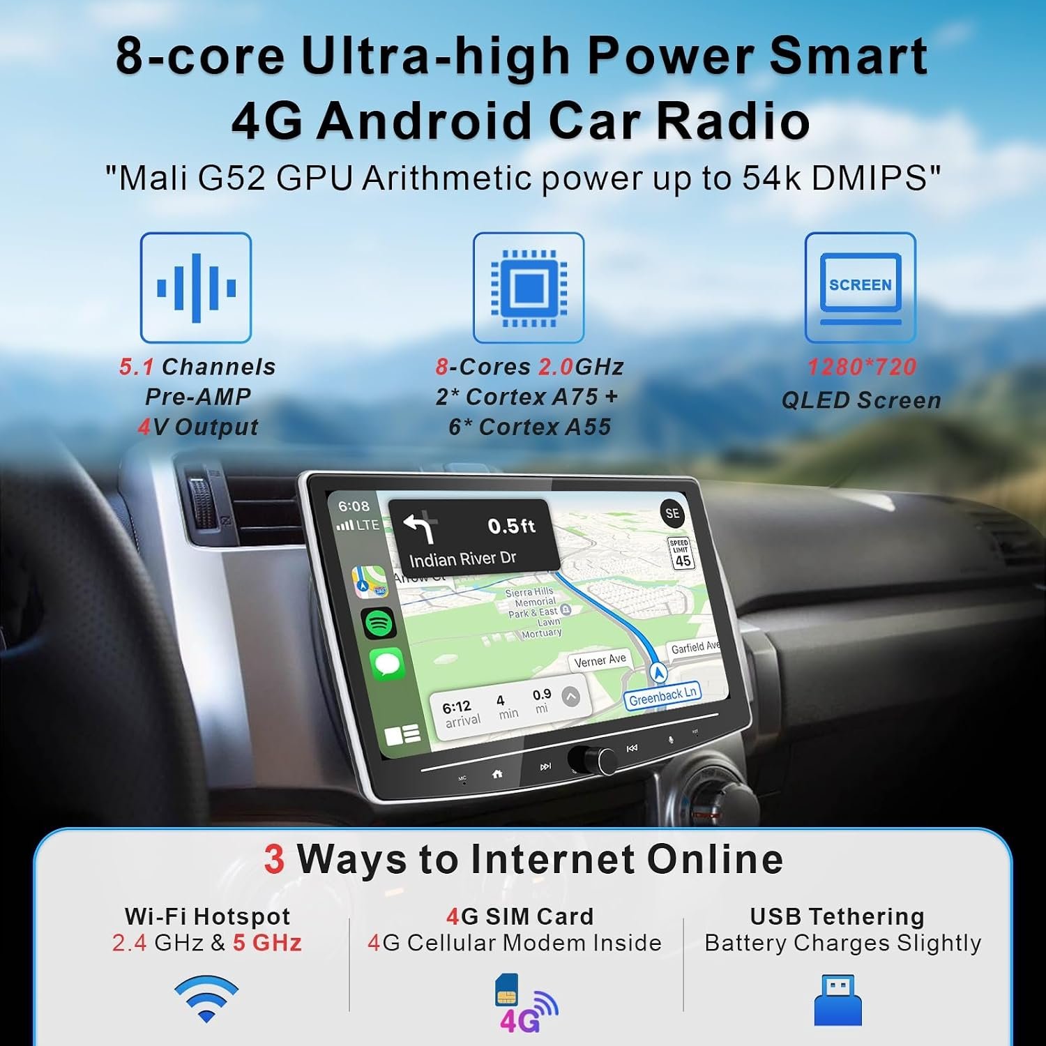 71bJuFPRF6L._AC_SL1500_.jpg Autorádio s Androidom 13, bezdrôtovým Apple CarPlay, 10,1-palcovým displejom, podporou Android Auto a DAB+, 2 GB + 32 GB, 1 DIN, dotykové ovládanie, autorádio s Bluetooth, CarPlay, displejom, navigáciou, 4G WiFi, RDS, GPS, AM/FM