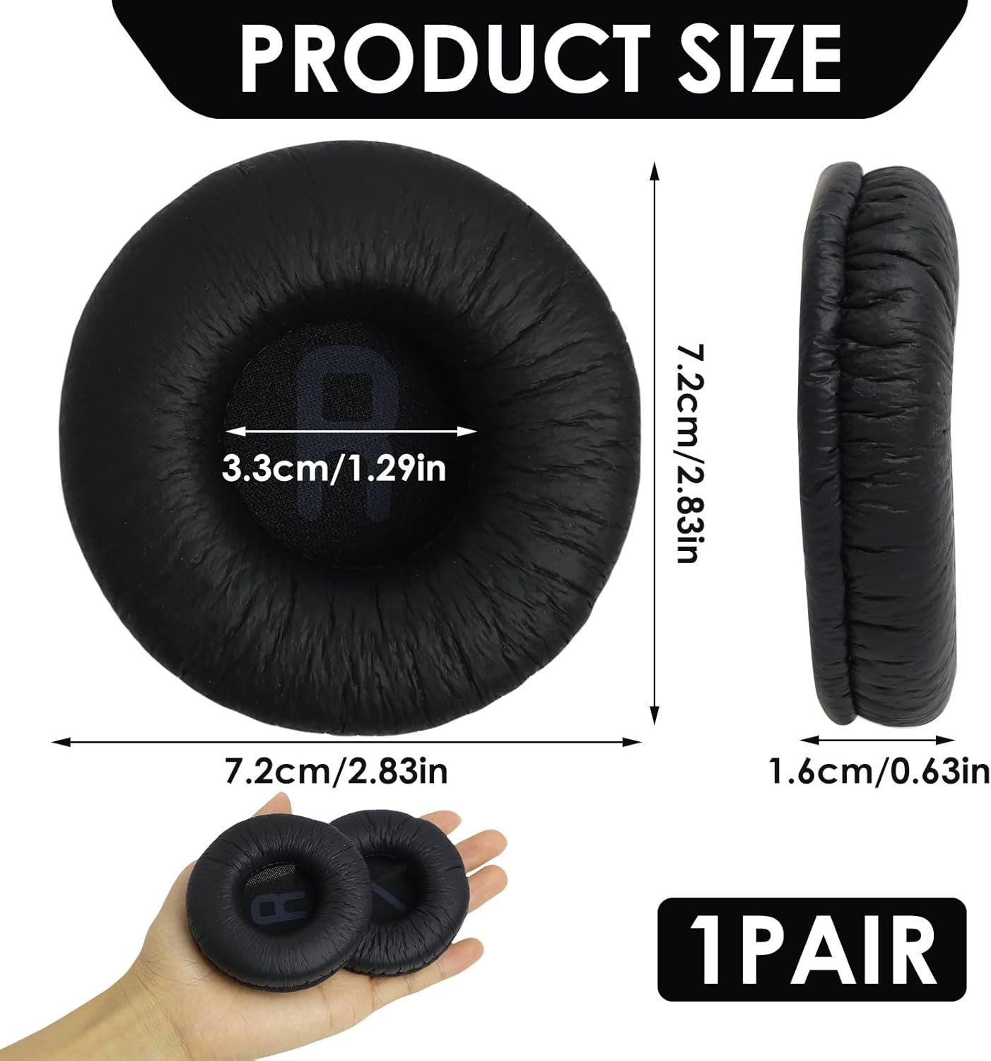 Náušníky kompatibilné s modelmi JBL 500BT/510BT/450, čierne, z kože a peny