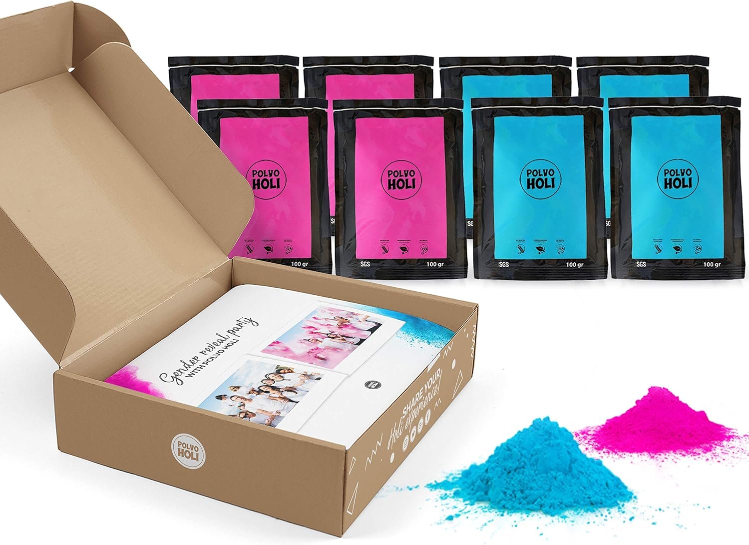 POLVO HOLI – Baby Shower Pack – Odhaľte pohlavie dieťaťa (ružová a modrá)