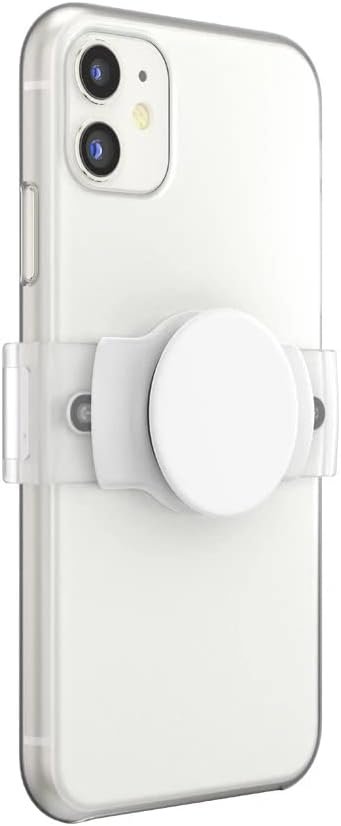 PopSockets: PopGrip Slide Stretch – neklzkavý stojan na telefón a rukoväť s hranatými okrajmi a vymeniteľnou vrchnou časťou – kompatibilný s väčšinou smartfónov – Stretch White