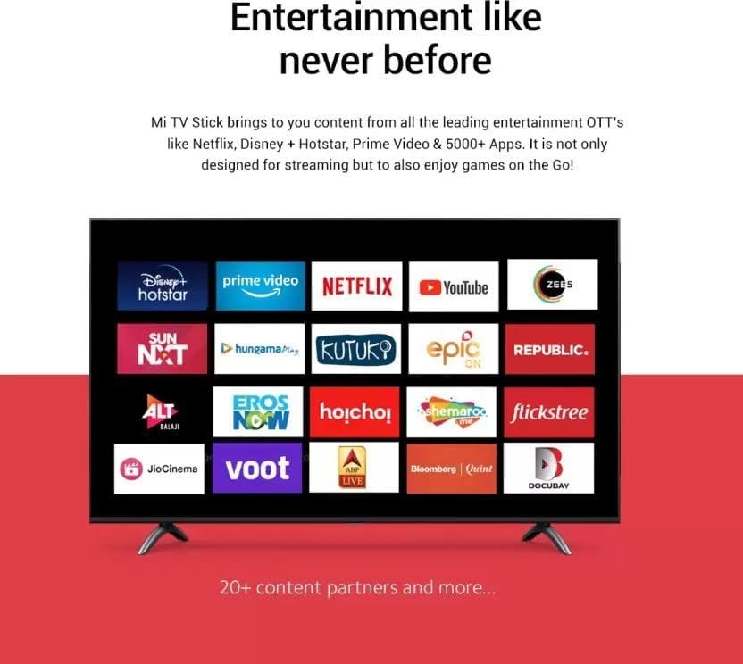 Xiaomi MI TV Stick s diaľkovým ovládačom s Bluetooth, Google Assistant a tlačidlom Netflix + Prime Video (Android TV 9.0 s Google Play Store, Smart Cast, priestorový zvuk Dolby a DTS, Wi-Fi)