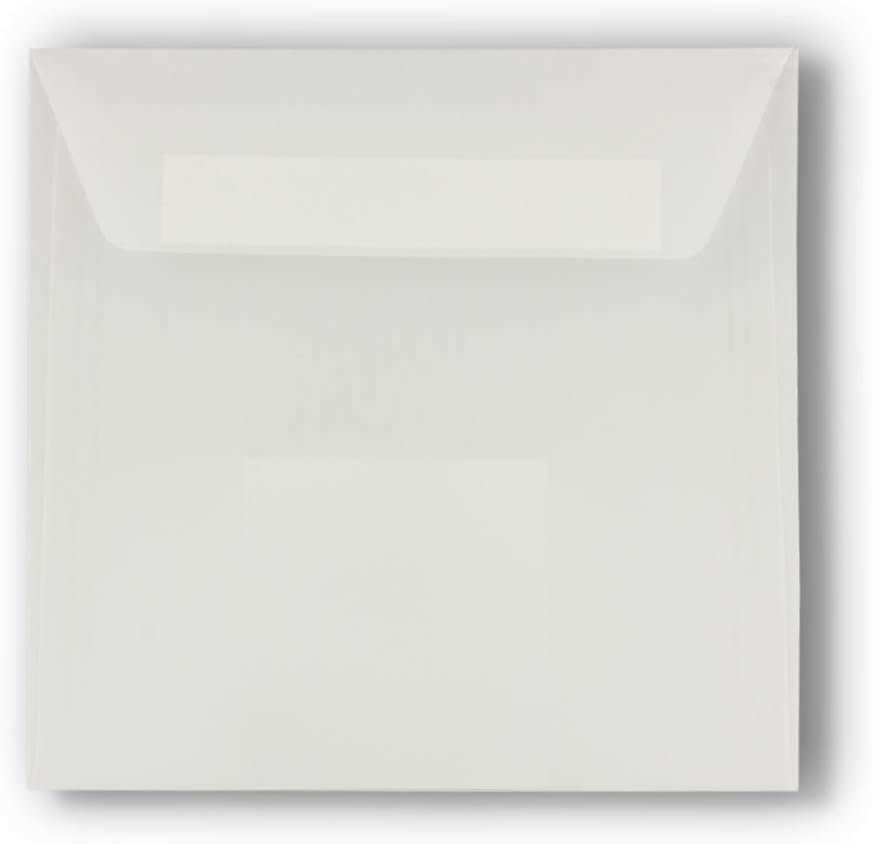 51TTeZGR7gL._AC_SL1500_.jpg 100 ks štvorcových obálok bez okienka v priehľadnej bielej farbe – 15,5 x 15,5 cm – na zalepenie – na svadobné oznámenia, pozvánky a iné – séria FarbenFroh