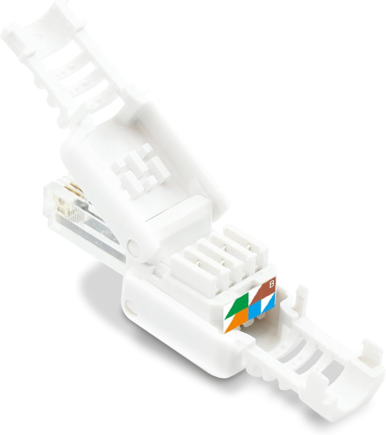 51qXXDNbxPL._AC_SL1500_.jpg Metronic 395202 – 2 ks sieťových konektorov RJ45 pre káble CAT5e, CAT6a, CAT7 UTP LAN, routery; prenosné, montáž bez náradia; kompatibilné s AWG 23 až 26