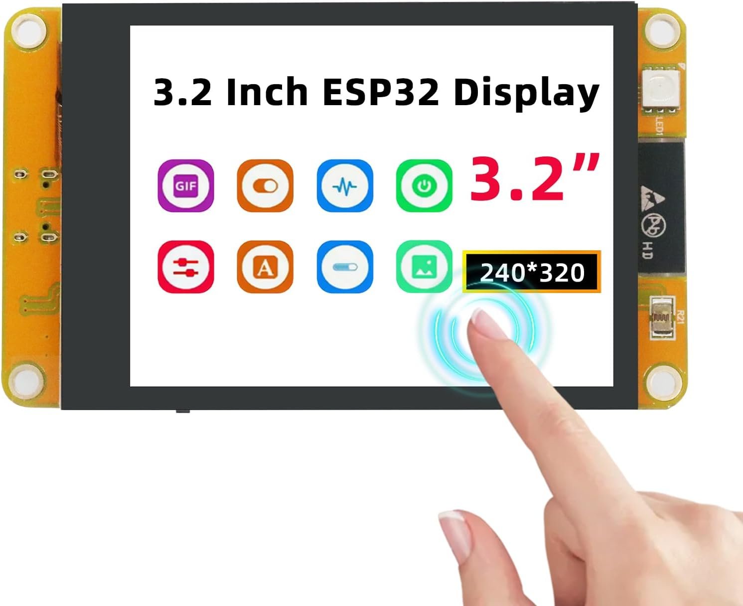 61JTy0NMlxL._AC_SL1500_.jpg Displej ESP, modul ESP s WiFi a Bluetooth, 3,2 palca, rozlíšenie 240 × 320, modul ESP Display TFT ESP-2432S032C-I, kapacitný dotykový displej s rozhraním USB-C pre Arduino IDE