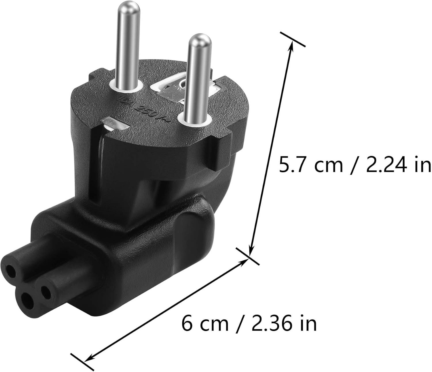 61OK9VWMcnL._AC_SL1500_.jpg CERRXIAN Balenie 2 ks 90° Schuko zástrčka na adaptér C5, 2-pólový konektor CEE 7/7 na zásuvkový adaptér IEC320 C5, vhodný pre zariadenia s káblom C5 (L)
