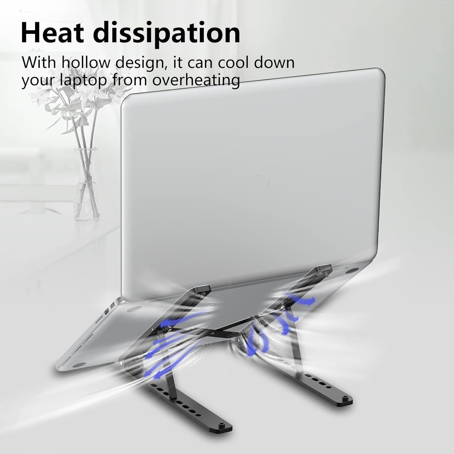 Stojan na notebook, skladací stojan na notebook, výškovo nastaviteľný stojan na notebook z ABS a silikónu s ventiláciou, chladiaci držiak na notebook pre MacBook Pro/Air, HP, Sony, Dell a všetky notebooky