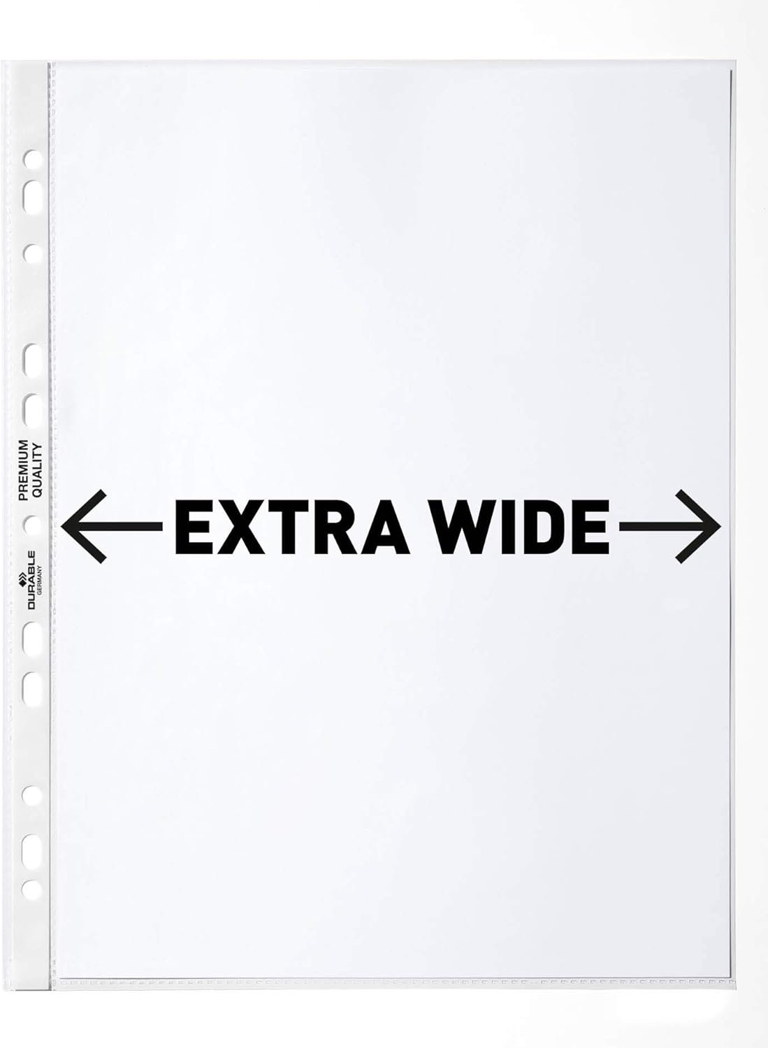 61VwXg5ywYL._AC_SL1500_.jpg Durable Obal na prospekty A4, extra široký, 240 x 310 mm, 90 μm, priehľadný, 50 ks, 999111197