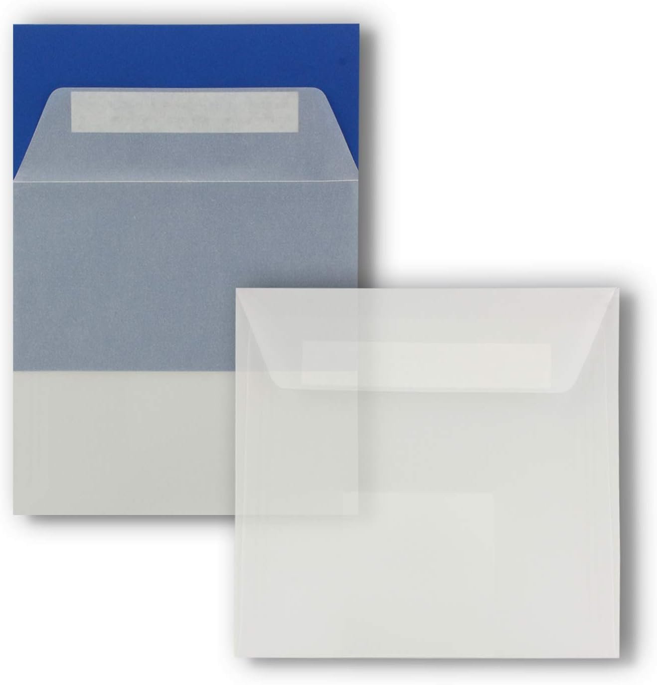 61fn5rL5W3L._AC_SL1500_.jpg 100 ks štvorcových obálok bez okienka v priehľadnej bielej farbe – 15,5 x 15,5 cm – na zalepenie – na svadobné oznámenia, pozvánky a iné – séria FarbenFroh