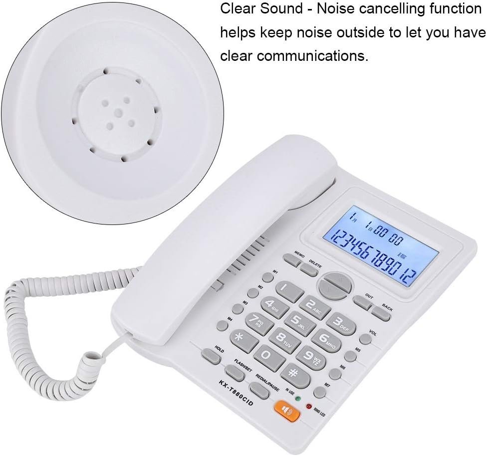 61uxRURRkiL._AC_SL1001_.jpg Bezdrôtový telefón KX-880CID s funkciou hlasitého odposluchu a identifikáciou volajúceho, pevný telefón s dvoma prípojkami pre súkromných používateľov / hotely / firmy / kancelárie (biely)