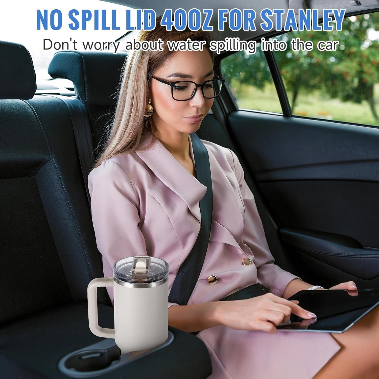 711AXiADrmL._AC_SL1500_.jpg Veko Stanley Cup s ochranou proti vytečeniu, 2 ks Odnímateľné náhradné veko na poháre s objemom 40 oz, obsahujúce 2 slamky, 1 kefku na slamky a 1 nástroj na demontáž, opakovane použiteľné veko odolné proti prachu