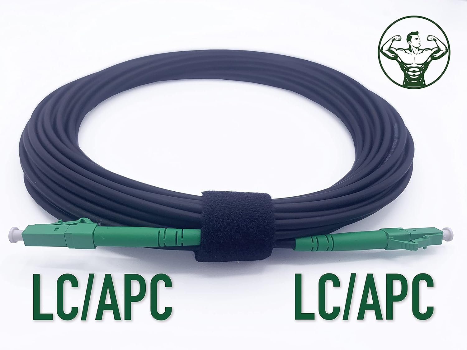 715cveIafqS._SL1500_.jpg Elfcam® – 25 m pancierovaný optický kábel s konektormi LC/APC na LC/APC, kompatibilný s nemeckou spoločnosťou Telekom, simplexný jednovláknový 9/125 μm OS2 prepojovací kábel, čierny (25 m)