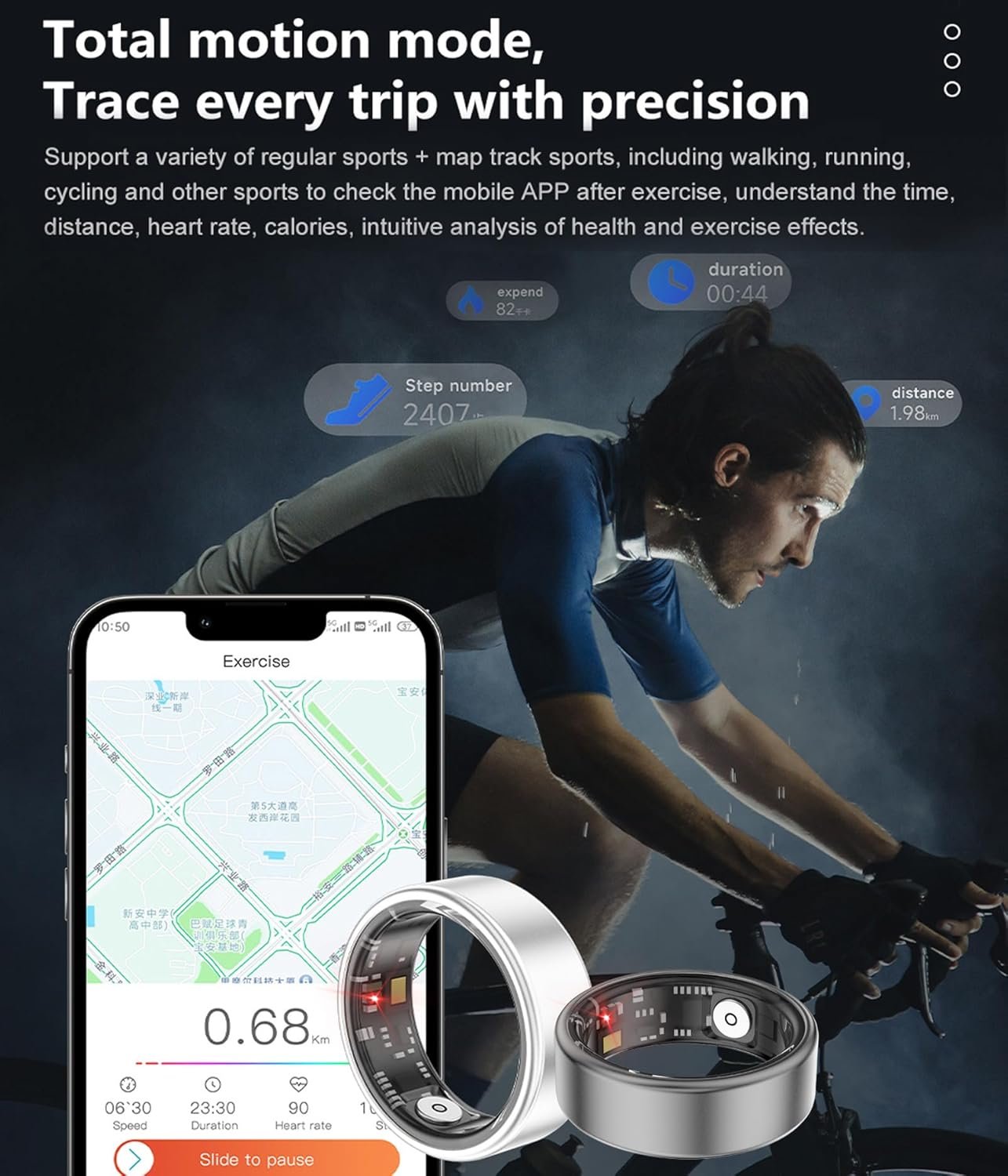71hnSxySWIL._AC_SL1500_.jpg Inteligentný prsteň Fitness Ring Tracker Inteligentné prstene pre mužov a ženy Krokomer Sledovač aktivity Vodotesný do 5 ATM Sledovač spánku Inteligentný prsteň na meranie srdcovej frekvencie Meranie srdcovej frekvencie Fitness tracker Smart