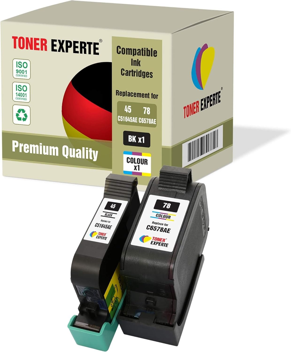 71p3g43rGzL._AC_SL1500_.jpg TONER EXPERTE® Sada 2 ks kaziet do tlačiarne kompatibilných s 45 78 51645AE C6578AE Officejet 1170 G55 G85 G95 K60 K80 Photosmart 1000 1115 1215 1218 1315 P10000 P1 P1 P1 100. x 1220 | vysoká kapacita