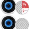 811RploJL0L._AC_SL1500_.jpg Pyle Nástenný/stropný reproduktor – dvojica vstavaných reproduktorov na strop, poličku a stenu – Bluetooth reproduktory s výkonom 250 W – robustný 2-pásmový stereo systém v bielej farbe, plochý reproduktor pre domáce kino a