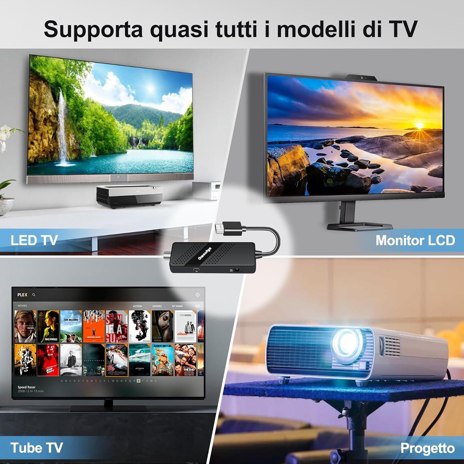 Digitálny pozemný dekodér 2024 DVB-T2 HD 1080p H.265 HEVC Main 10 bitov, TV Stick s podporou HDMI CEC, výstupom HDMI/AV a multimediálnymi funkciami USB, funkciou PVR, infračerveným diaľkovým ovládačom 2 v 1 (M3 Stick)