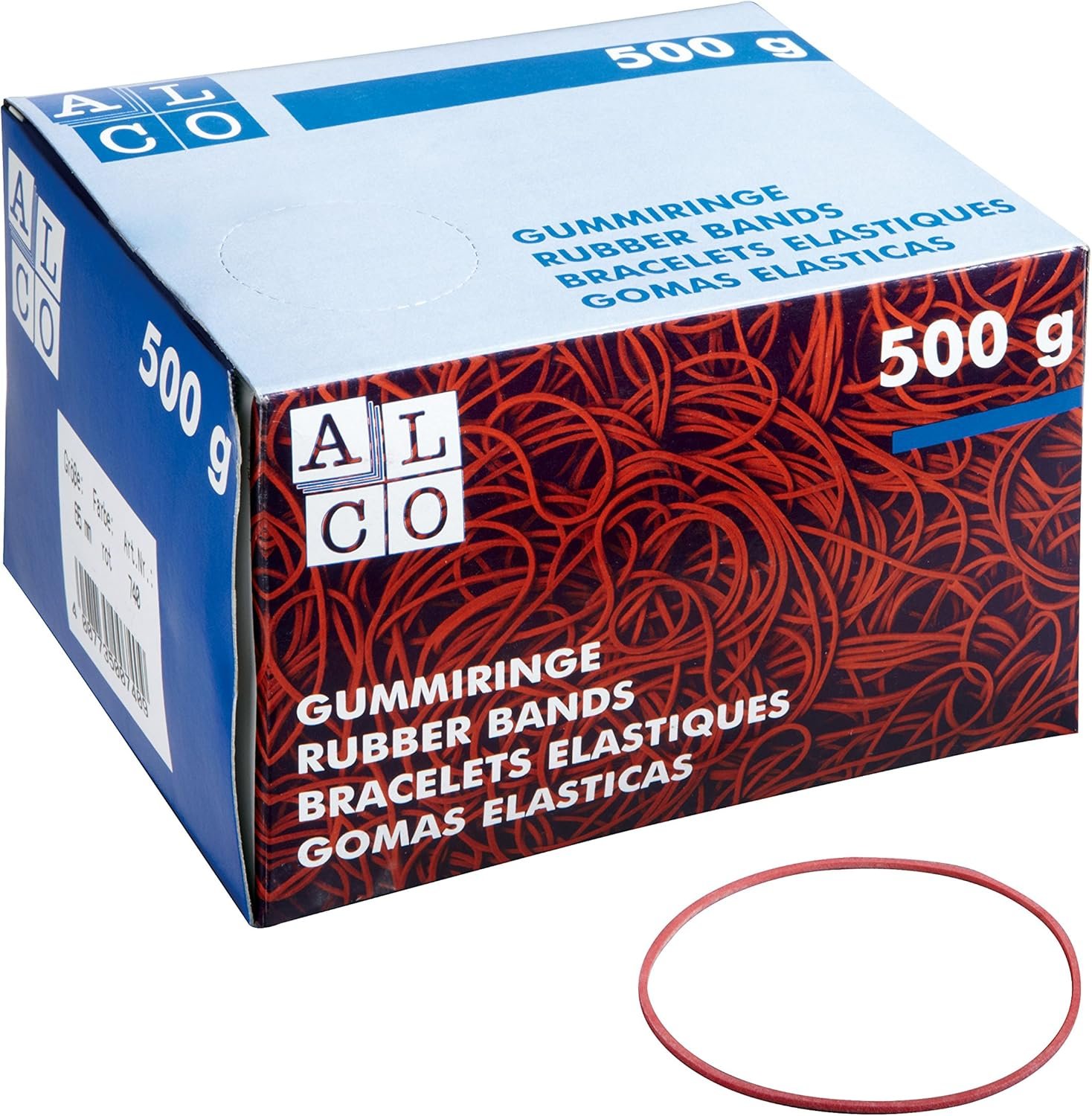ALCO-Albert 742 – gumové krúžky Ø 100 mm, 500 g, červené