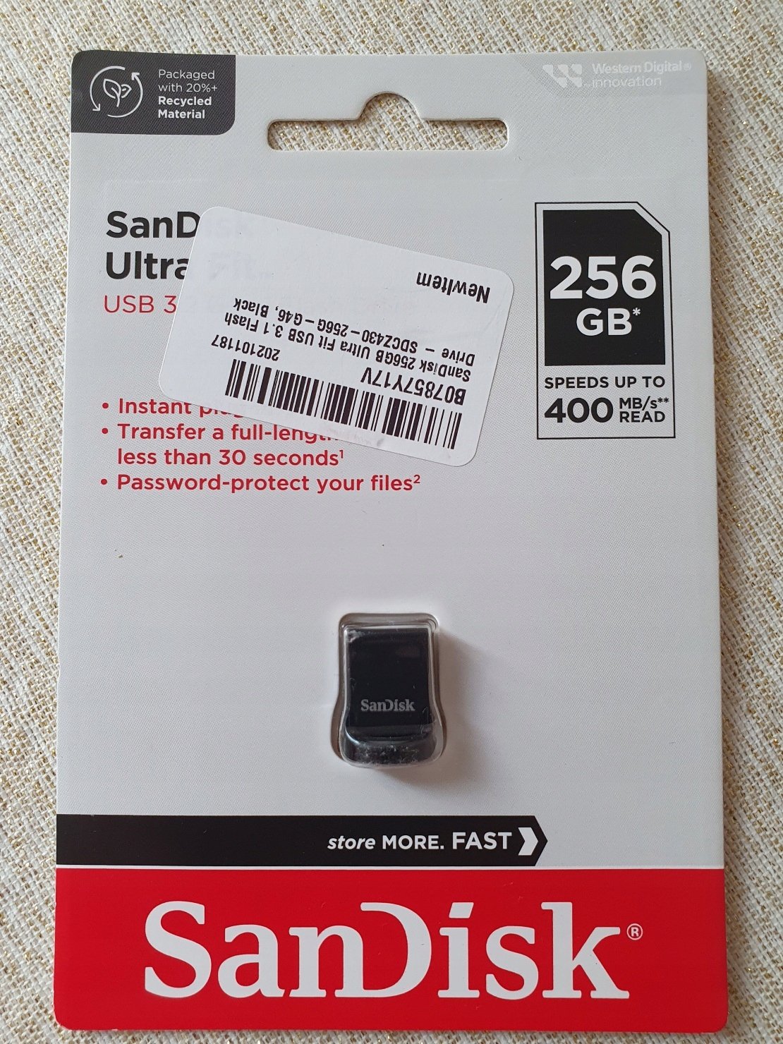 USB kľúč SanDisk Ultra Fit USB 3.1 256 GB 130 MB/s