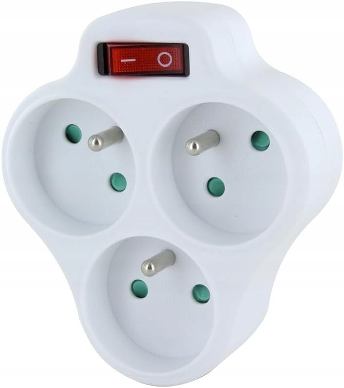 CHACON Triplite Domino biela - 3 x 16 A s vypínačom : CHACON