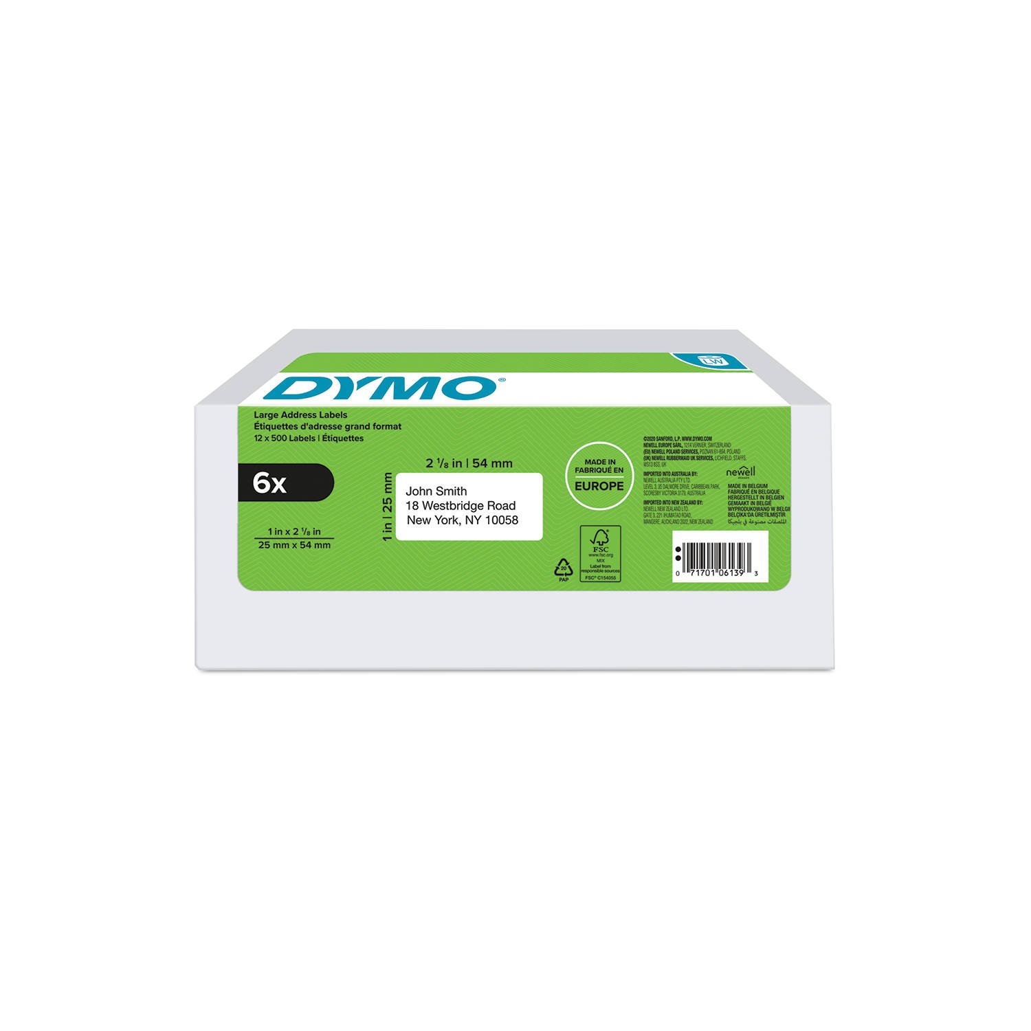 Štítky Dymo 2177564 54x25 mm, 500 ks, 6 roliek