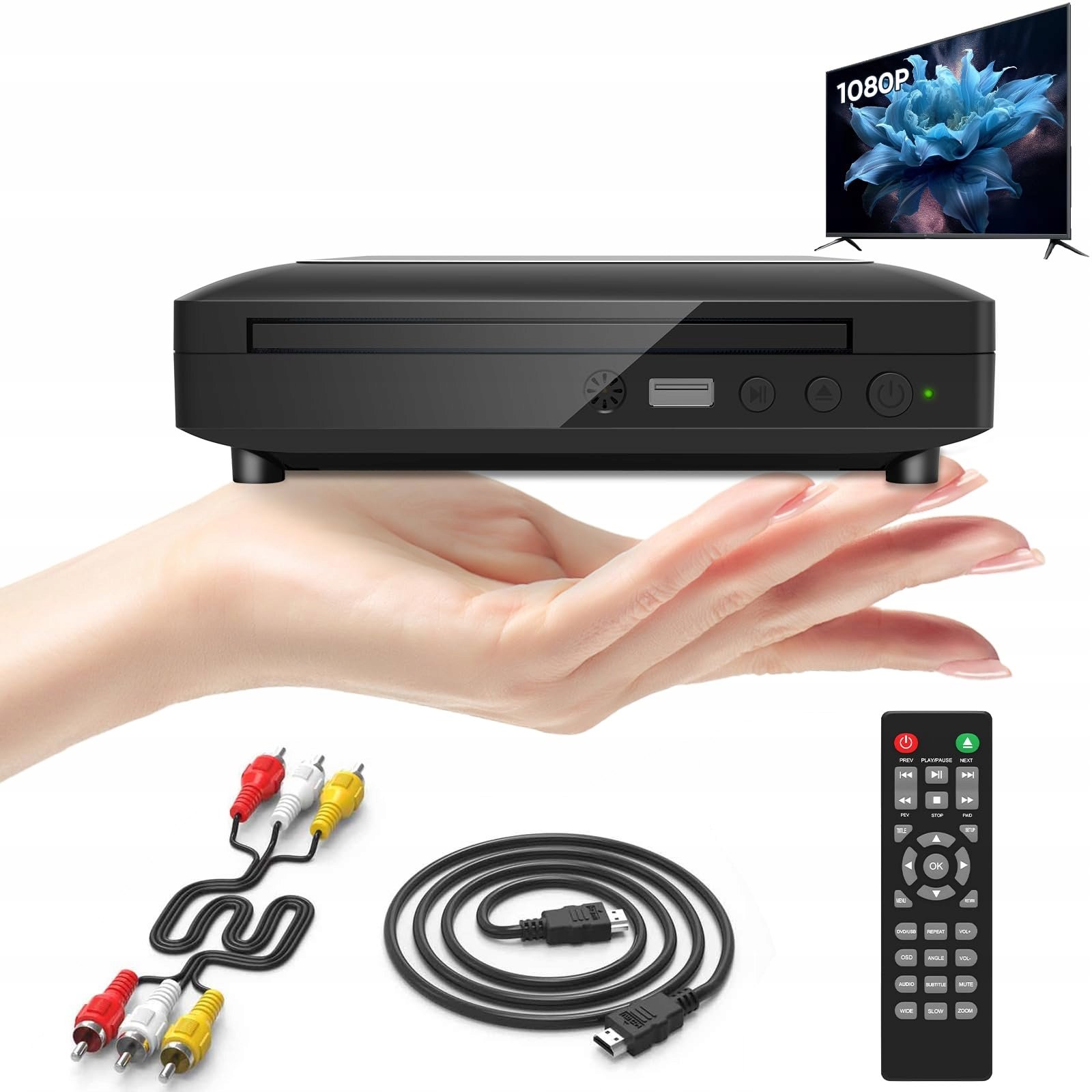 DVD prehrávač Tojock XXUWW-81 s HDMI/RCA káblom, HD 1080p, USB 2.0