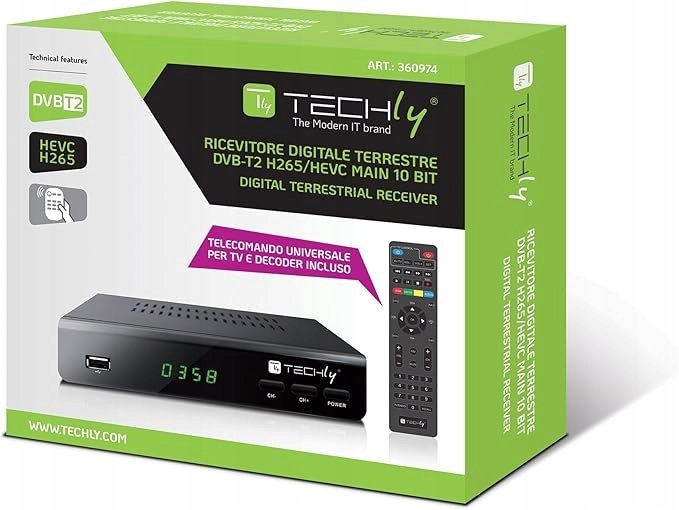 Dekodér DVB-T/T2 H.265 HEVC 10bit s displejom + 2v1 diaľkové ovládanie