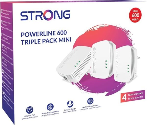 01-127.jpg STRONG Powerline 600 Triple Pack Mini — sada 3 adaptérov pre internet z elektriky