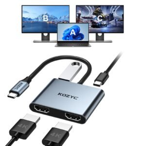01-225.jpg KOZYC USB-C na 2x HDMI adaptér — rozbočovač 4K 60 Hz pre dva monitory