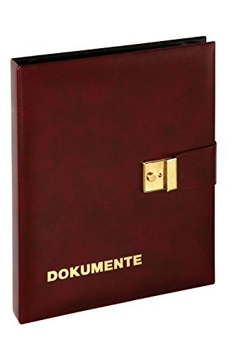 Pagna — dosky na dokumenty A4 z umelej kože so zámkom vínovočervené