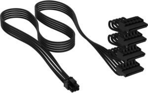 01-423.jpg Corsair Premium Type-5 — opletený SATA napájací kábel so 4 konektormi čierny