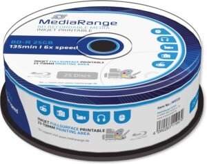 MediaRange BD-R 25 GB — potlačiteľné Blu-ray disky 6x v balení po 25 kusov