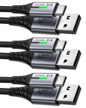 01-577.jpg INIU — sada troch nabíjacích káblov USB-A na USB-C s opletom 0,5 m a 2 m