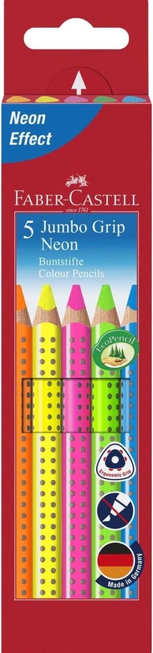 01-624.jpg Faber-Castell Jumbo Grip Neon — pastelky v neónových farbách sada 5 kusov